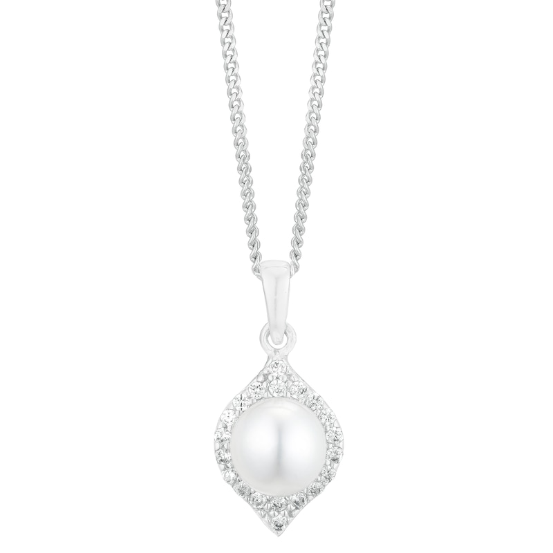 Silver Cultured Freshwater Pearl Marquise Pendant
