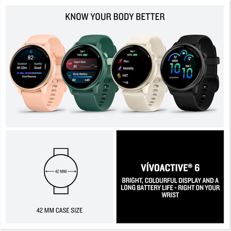 Main Image 7 of Garmin Vivoactive 6 Jasper Green Silicone Band Watch