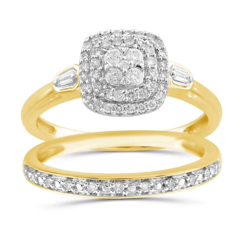 Perfect Fit 9ct Yellow Gold 0.33ct Total Diamond Bridal Set