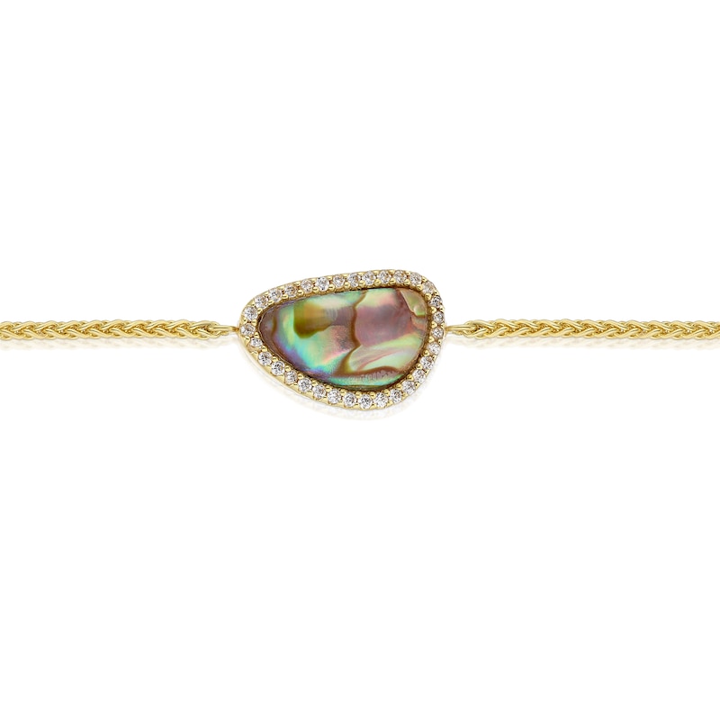 Main Image 2 of Sterling Silver Gold Plated Abalone & Cubic Zirconia Bolo Bracelet