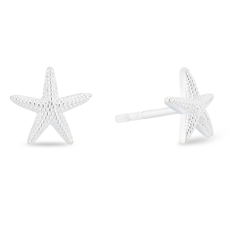 Main Image 1 of Sterling Silver Small Starfish Stud Earrings