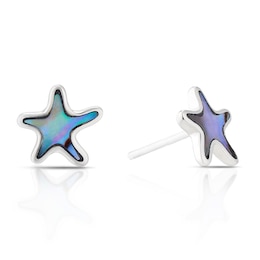 Sterling Silver Abalone Starfish Stud Earrings