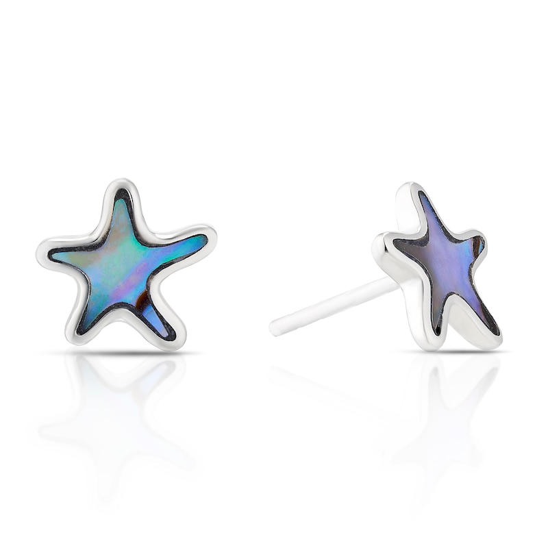 Main Image 1 of Sterling Silver Abalone Starfish Stud Earrings