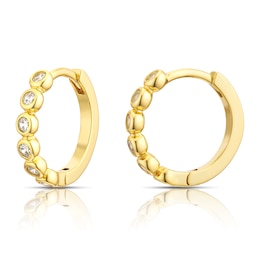 Sterling Silver Gold Plated Hinged Rubover 14mm Hoop Earrings