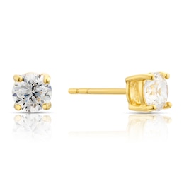 Sterling Silver Gold Plated Cubic Zirconia 5mm Stud Earrings
