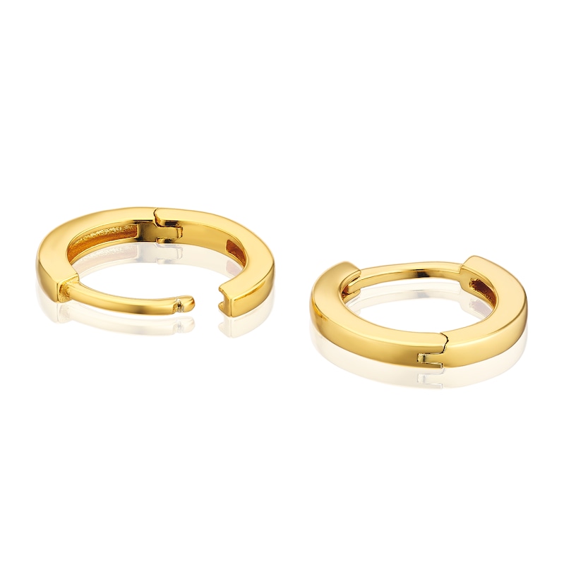 Main Image 2 of Sterling Silver Gold Plated Hinged Small Hoop Earrings