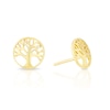 Thumbnail Image 1 of Sterling Silver Gold Plated Tree of Life Round Stud Earrings