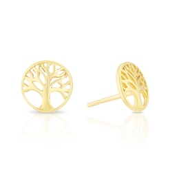 Sterling Silver Gold Plated Tree Stud Earrings
