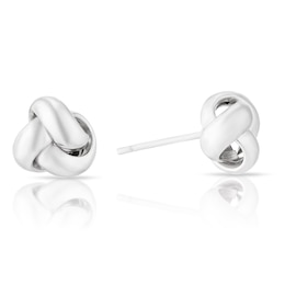 Sterling Silver Rhodium Plated Triple Knot Stud Earrings