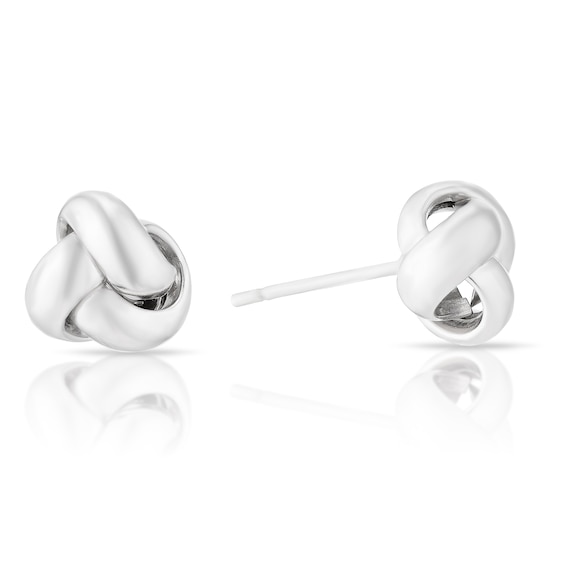 Sterling Silver Rhodium Plated Triple Knot Stud Earrings