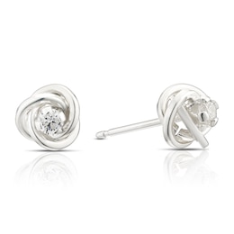 Sterling Silver Cubic Zirconia 7mm Knot Stud Earrings