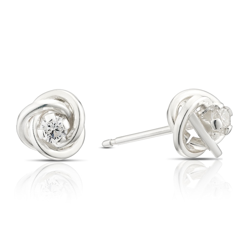 Main Image 1 of Sterling Silver Cubic Zirconia 7mm Knot Stud Earrings