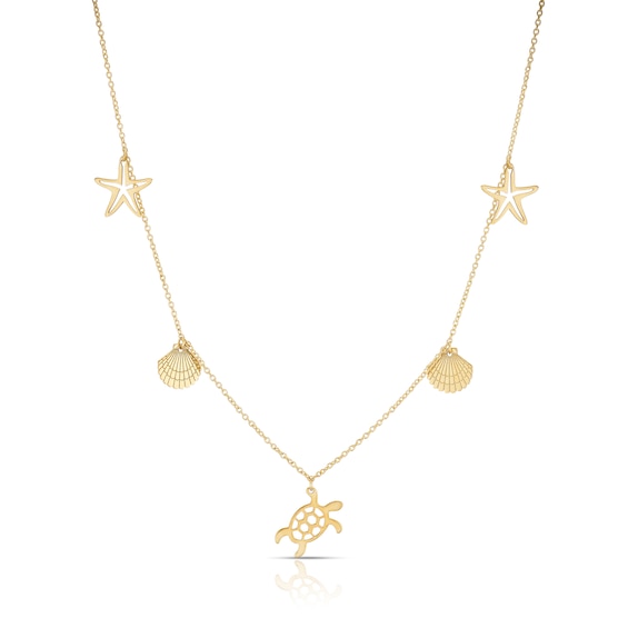 9ct Yellow Gold 16+1 Ocean Themed Pendant Necklace