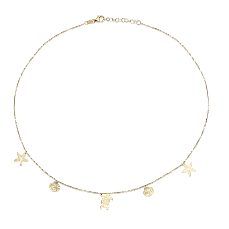 Main Image 2 of 9ct Yellow Gold 16+1" Ocean Themed Pendant Necklace