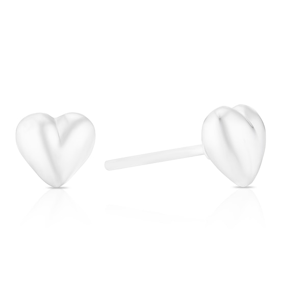 Sterling Silver Puffed Heart Stud Earrings
