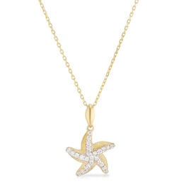 9ct Yellow Gold Cubic Zirconia Starfish Pendant Necklace