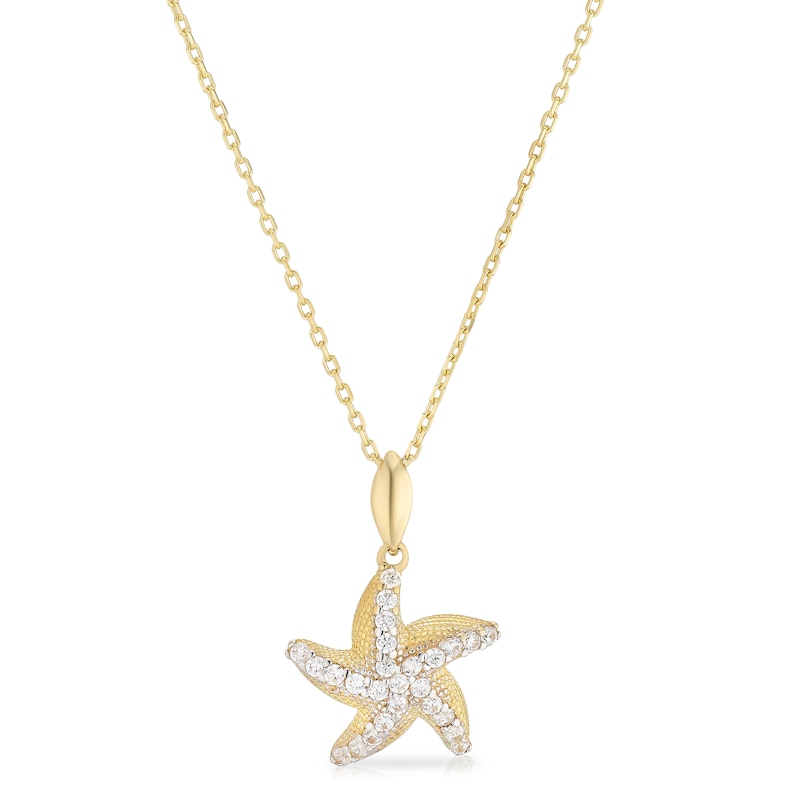 Main Image 1 of 9ct Yellow Gold Cubic Zirconia Starfish Pendant Necklace
