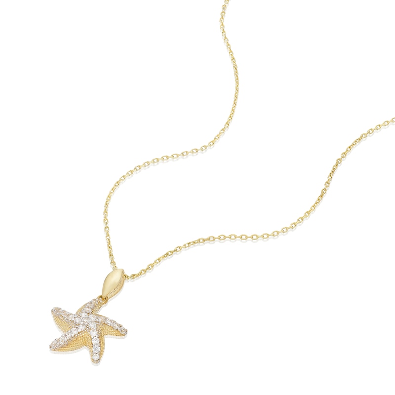 Main Image 2 of 9ct Yellow Gold Cubic Zirconia Starfish Pendant Necklace