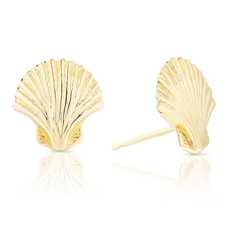 Main Image 1 of 9ct Yellow Gold Shell Stud Earrings
