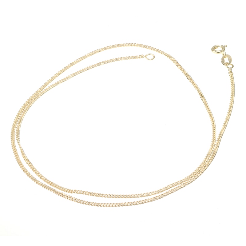 Main Image 1 of 9ct Yellow Gold Solid 18&quot; Dainty Curb Chain