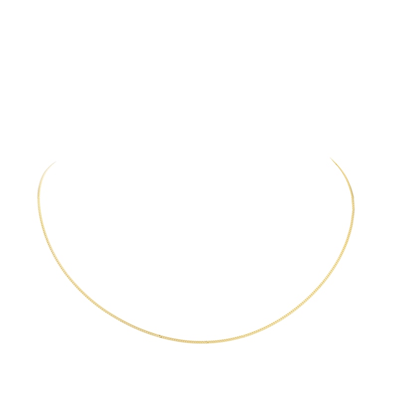 Main Image 3 of 9ct Yellow Gold Solid 18&quot; Dainty Curb Chain