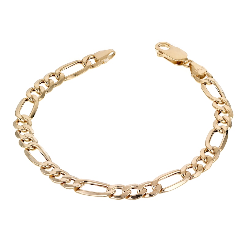 9ct Yellow Gold 7.25 Inch Figaro Chain Bracelet