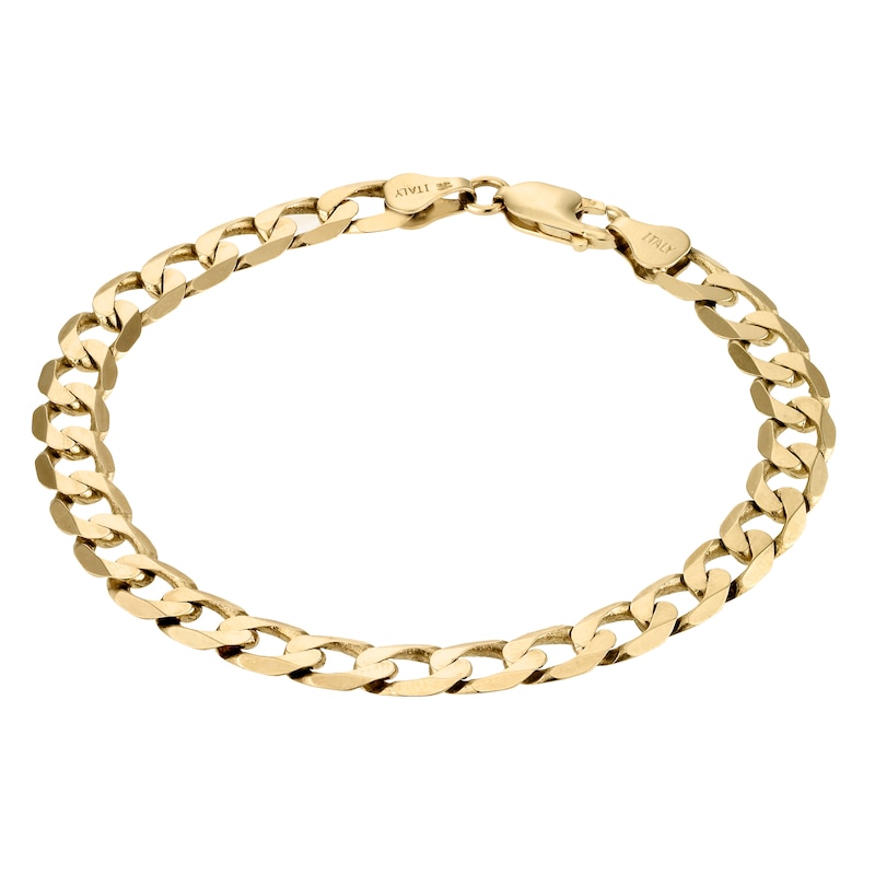 9ct Yellow Solid Gold 8 Inch Curb Chain Bracelet | H.Samuel