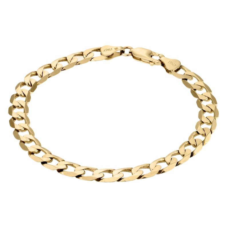 Main Image 1 of 9ct Yellow Gold Solid 8" Curb Chain Bracelet