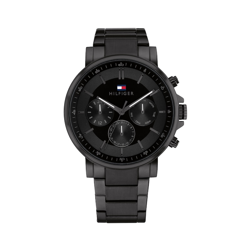 Main Image 2 of Tommy Hilfiger Men's Black IP Watch & Chain Link Bracelet Gift Set