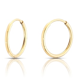 9ct Yellow Gold 10mm Ridged Sleeper Hoop Earrings