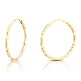 9ct Yellow Gold 15mm Ridged Sleeper Hoop Earrings