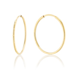 9ct Yellow Gold 20mm Ridged Sleeper Hoop Earrings