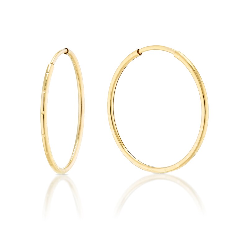 Main Image 1 of 9ct Yellow Gold 20mm Ridged Sleeper Hoop Earrings