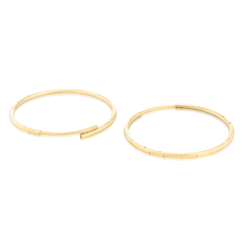 Main Image 2 of 9ct Yellow Gold 20mm Ridged Sleeper Hoop Earrings