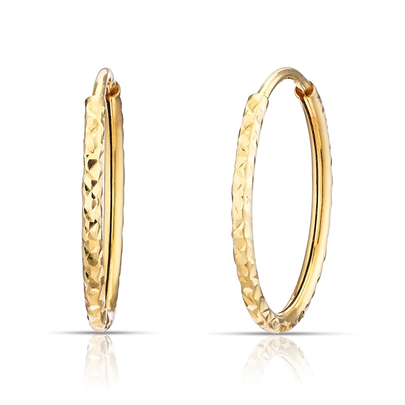 Main Image 1 of 9ct Yellow Gold 12mm Sparkle Sleeper Hoop Earrings