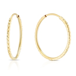 9ct Yellow Gold 16mm Sparkle Sleeper Hoop Earrings