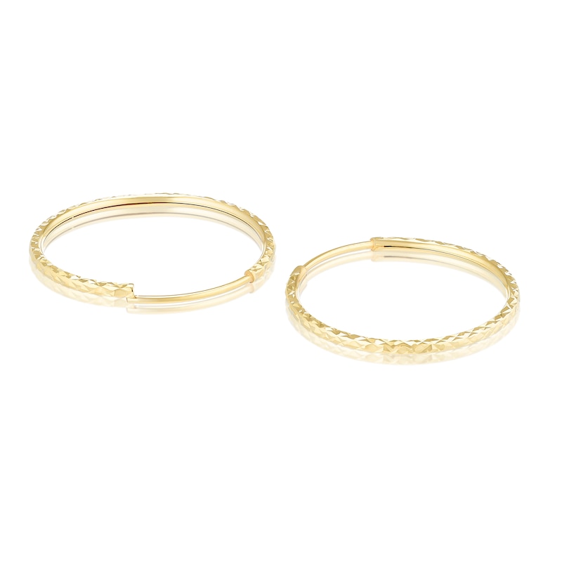 Main Image 2 of 9ct Yellow Gold 16mm Sparkle Sleeper Hoop Earrings