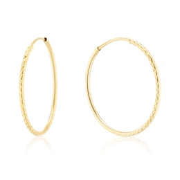 9ct Yellow Gold 20mm Sparkle Sleeper Hoop Earrings