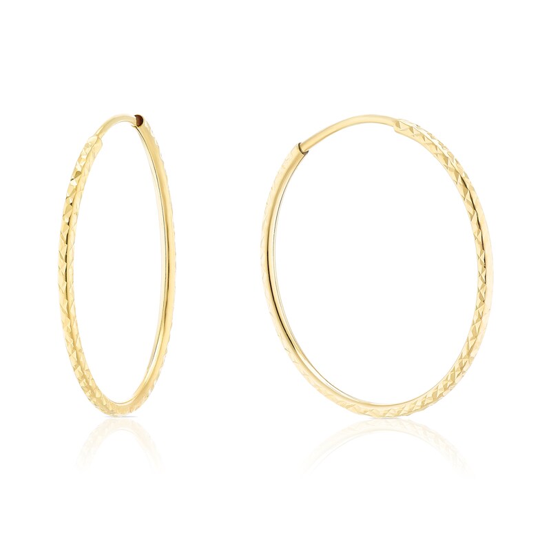 Main Image 1 of 9ct Yellow Gold 20mm Sparkle Sleeper Hoop Earrings