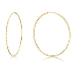 9ct Yellow Gold 30mm Sparkle Sleeper Hoop Earrings