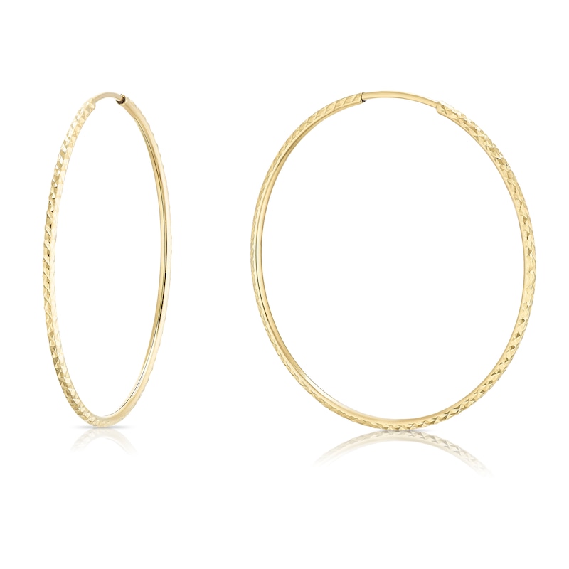 Main Image 1 of 9ct Yellow Gold 30mm Sparkle Sleeper Hoop Earrings