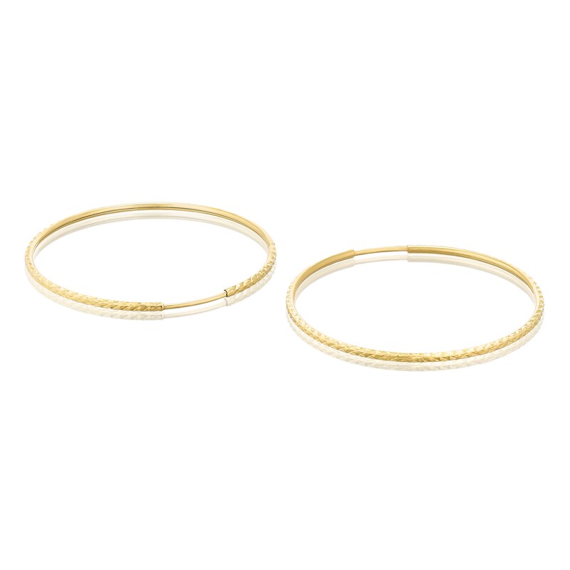 Main Image 2 of 9ct Yellow Gold 30mm Sparkle Sleeper Hoop Earrings