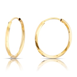 9ct Yellow Gold 15mm Twisted Sleeper Hoop Earrings