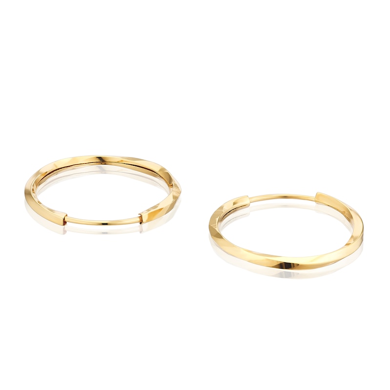 Main Image 2 of 9ct Yellow Gold 15mm Twisted Sleeper Hoop Earrings
