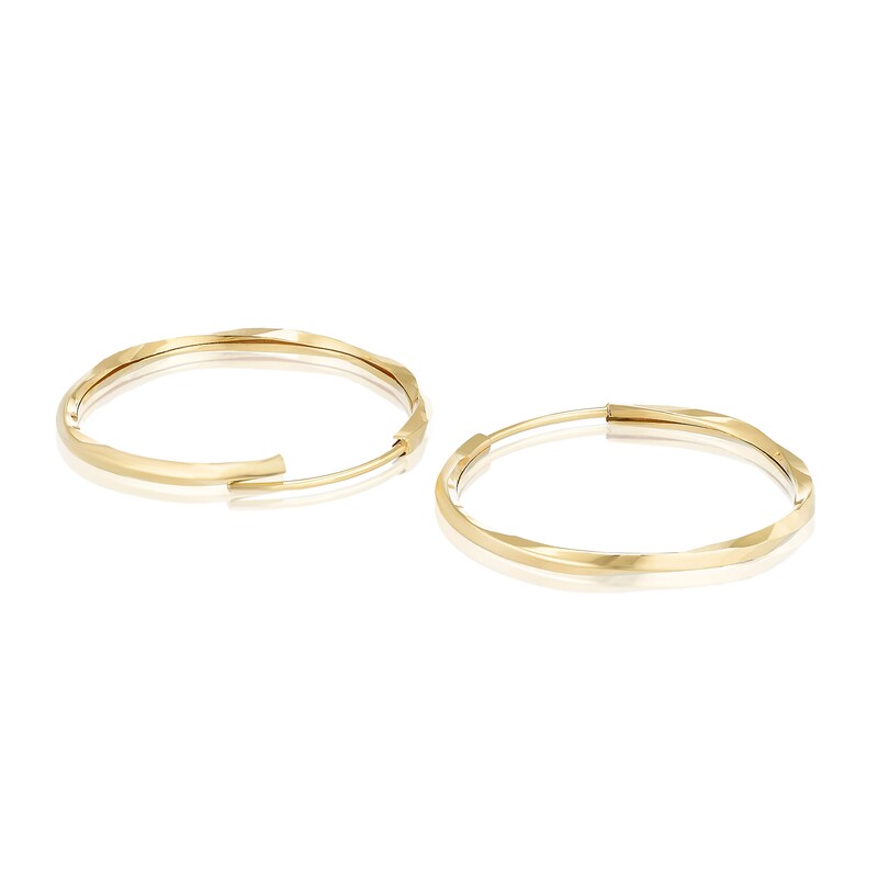 Main Image 2 of 9ct Yellow Gold 20mm Twisted Sleeper Hoop Earrings