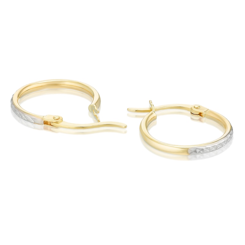 Main Image 2 of 9ct Yellow & White Gold 12mm Sparkle Hoop Earrings