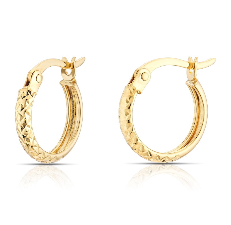Main Image 1 of 9ct Yellow Gold 10mm Sparkle Hoop Earrings