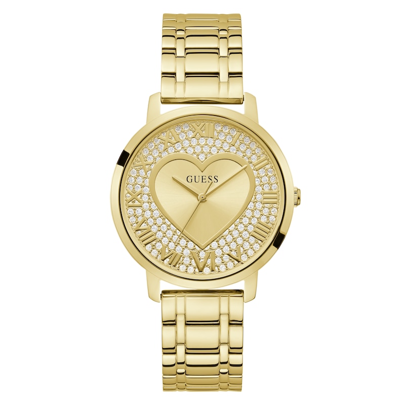 Main Image 1 of Guess Women's Sparkle Heart Dial Gold Tone Stainless Steel Watch