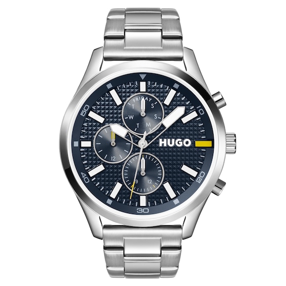 HUGO #CHASE Men's Blue Dial 46mm Stainless Steel Bracelet Watch