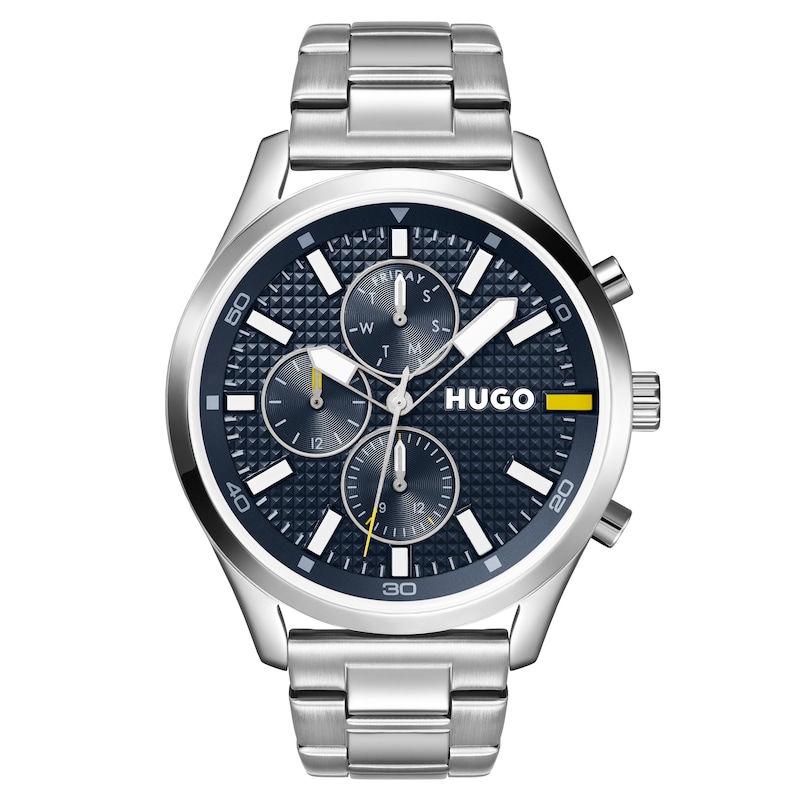 Main Image 1 of HUGO #CHASE Men's Blue Dial 46mm Stainless Steel Bracelet Watch